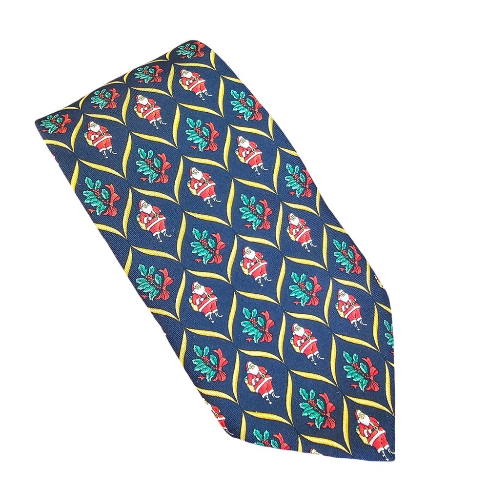 Vintage Brooks Brothers Makers Silk Tie Santa Christmas USA Holiday Novelty